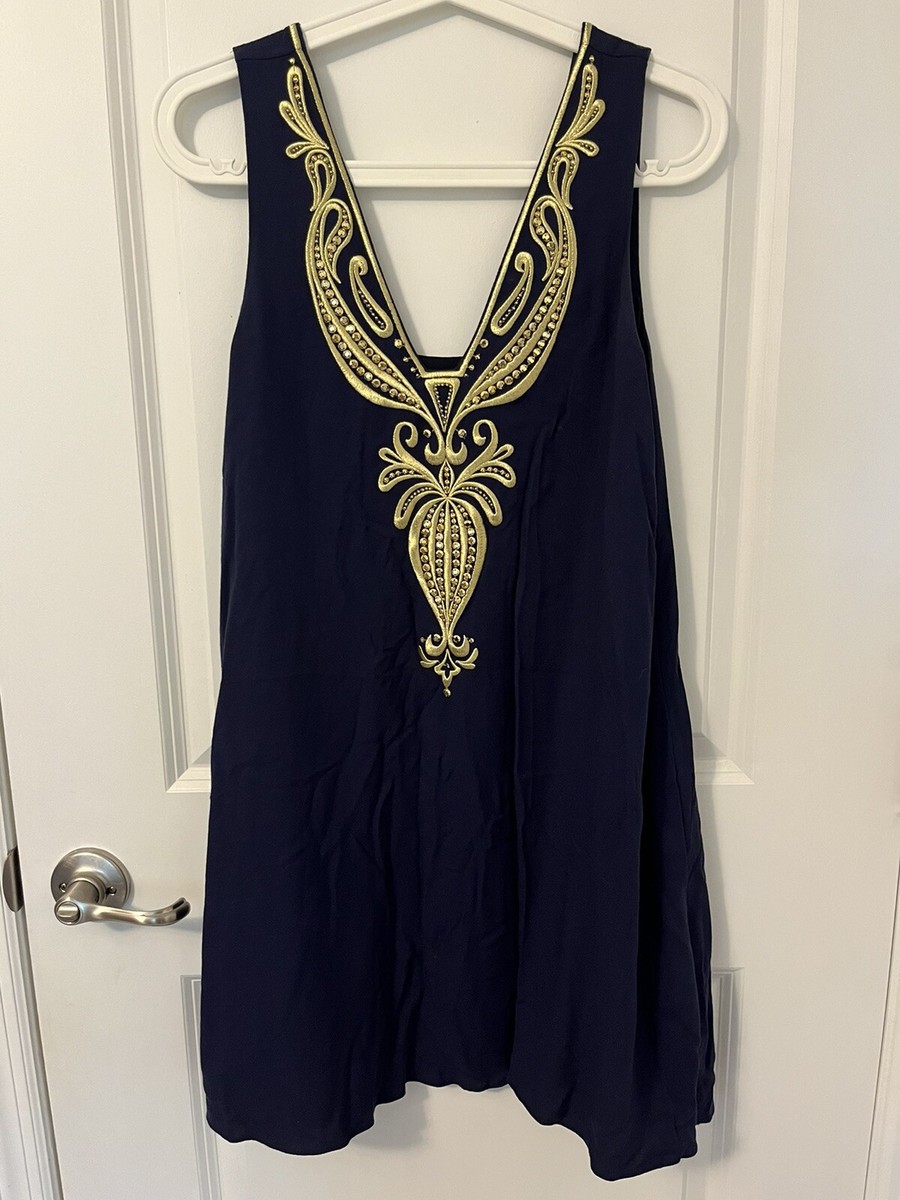 lilly pulitzer owen silk trapeze dress Lilly Pulitzer Owen Women's Dress True Navy : XS
