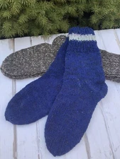 Men Natural Sheep Wool HandMade Knit Socks Warm Thermal Hiking Thick 12 US 45 EU