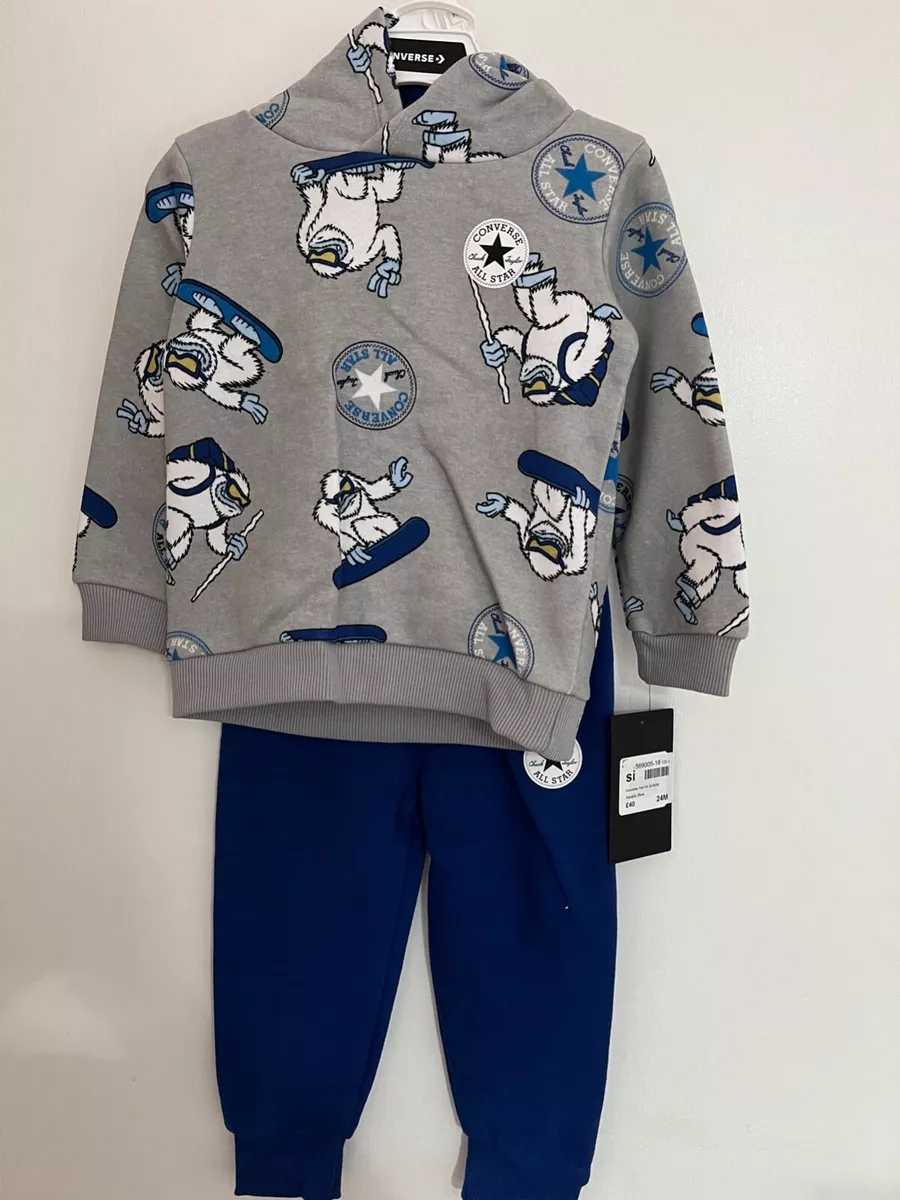 Baby Toddler Boys Converse Yeti Fleece Hoodie Tracksuit Set 12m Size Only 1  Left