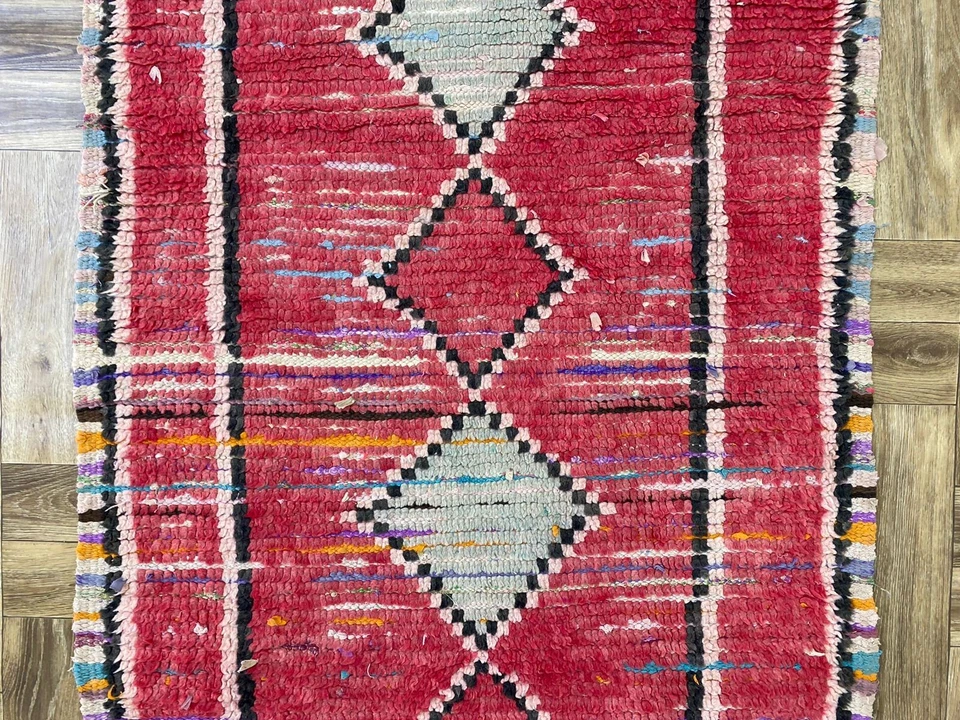 Vintage Runner Rug,Contemporary Area Rug,Solid Wool Rug,Red Matdoor Rug,2'7x8'ft - Image 4 of 4
