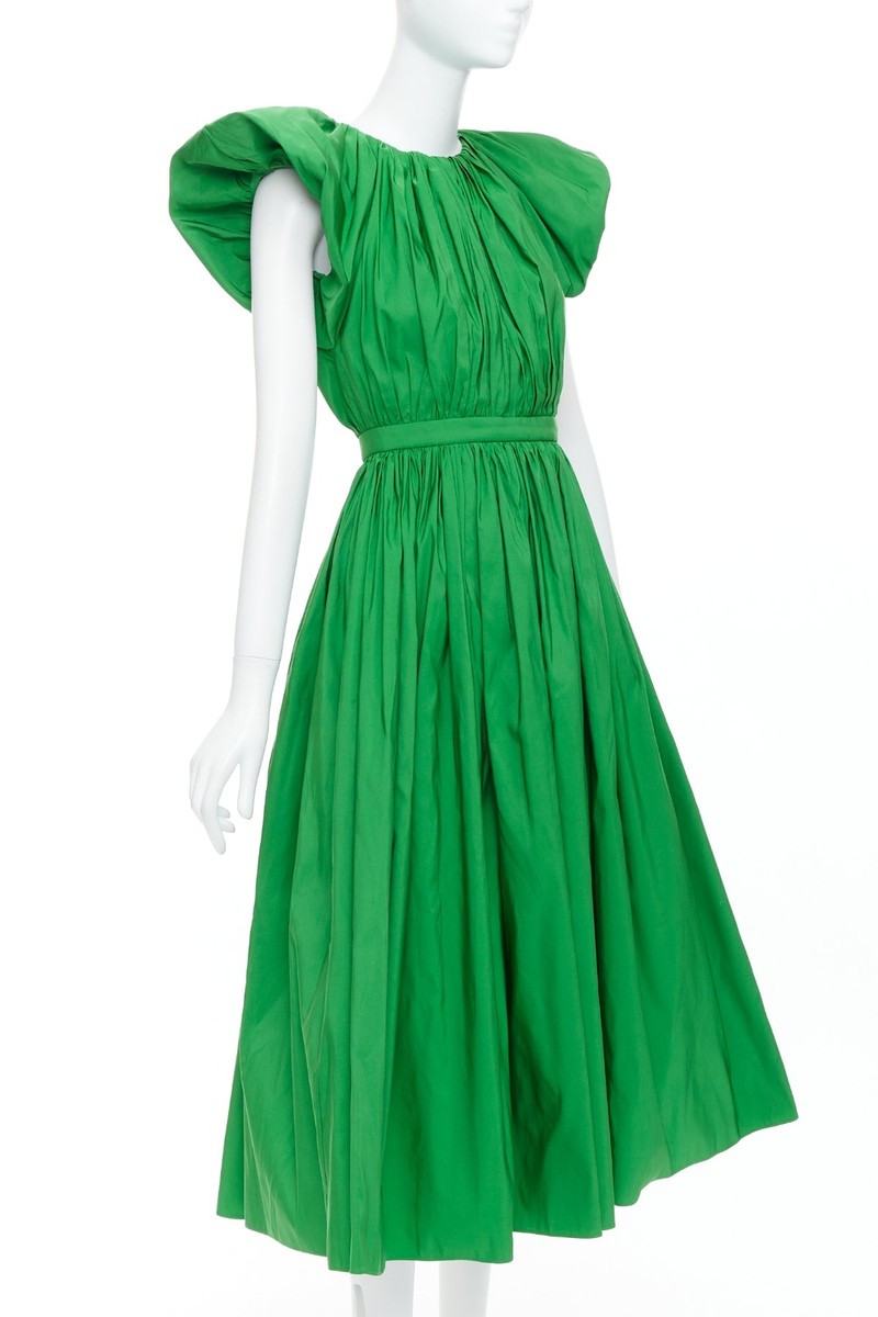 ALEXANDER MCQUEEN 2023 kelly green open back puff sleeve