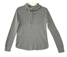 LRL RALPH LAUREN POLO Gray Waffle Thermal Knit COWL NECK TOP w/METAL LOGO sz XL