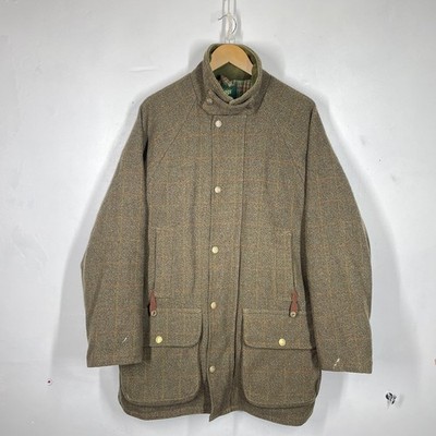 Hoggs Tweed Jacket Mens XL Green Check Wool Blend Waterproof Shooting Hunting