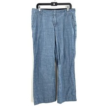 Banana Republic 100 organic cotton wide leg chambray pants blue nautical 12