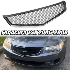 Front Bumper Grille Mesh Grill For Acura TSX 2006-2008 Carbon Fiber Look Kit