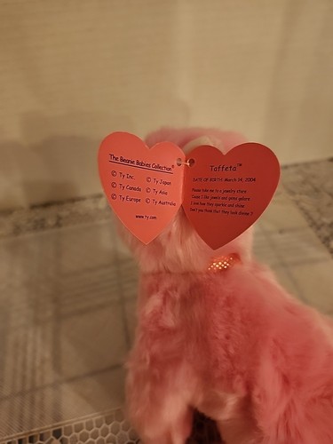 TY Beanie Baby Tafetán Pinkys Rosa Gato Gatito Muñeca de Peluche Retirada Nueva con Etiquetas - Imagen 4 de 10