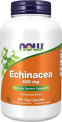 Now Supplements Echinacea Purpurea Root - 400 mg - 250 Vegan Caps EXP 06/2026