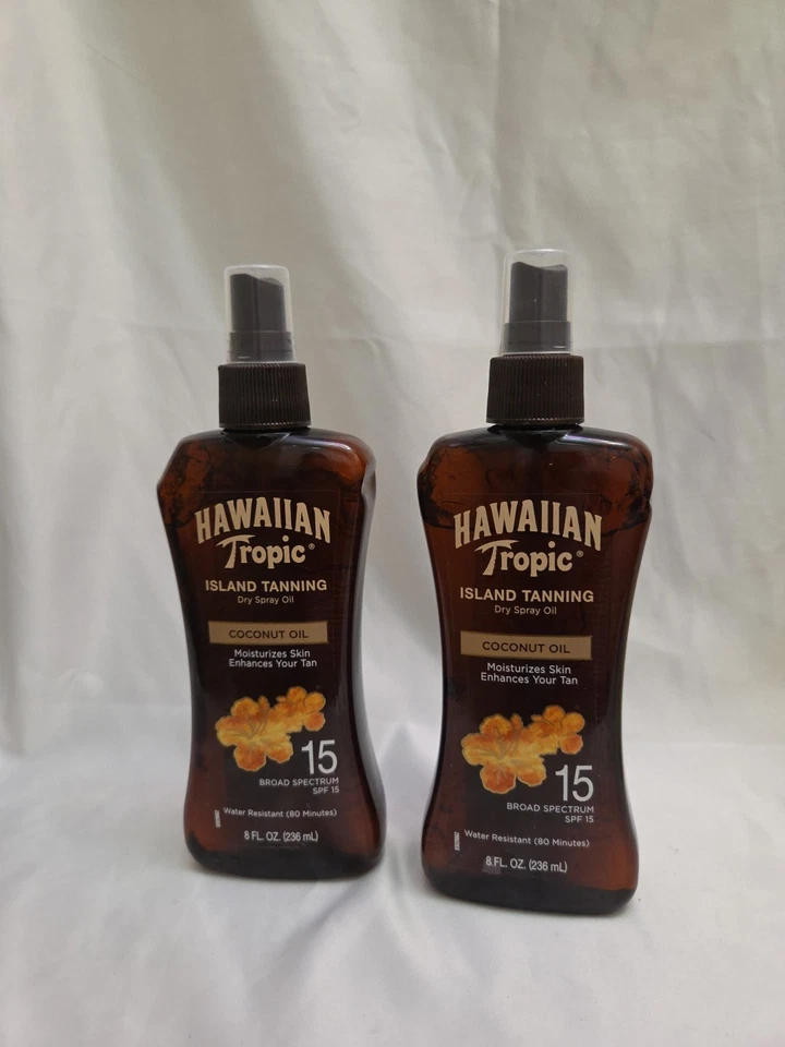 Spray seco bronceador Hawaiian Tropic Island FPS 15 aceite 8 fl oz (lote de 2) Foto 2 de 4