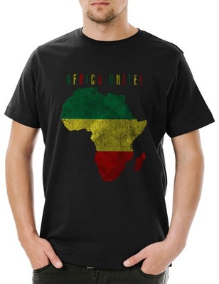 Africa Unite Herren T-Shirt Rasta Music Jah Babylon Musik Rastafari Bob Reggae