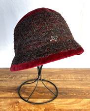 Vintage Betmar New York Acrylic Mohair Blend Bucket Hat Burgundy Velvet Brim