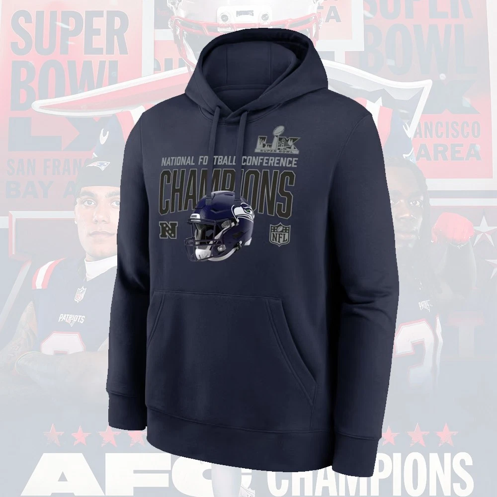 Seattle Seahawks 2025 NFC Champions Glory Shield Hoodie For Fans