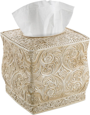 Victoria Tissue Box Cover Square   Beige Tissue Holder for Bathroom - Decorative
