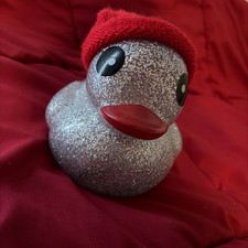 Rubber Dazzle Duckie Large Jeep SILVER Red Hat Bath/Toy