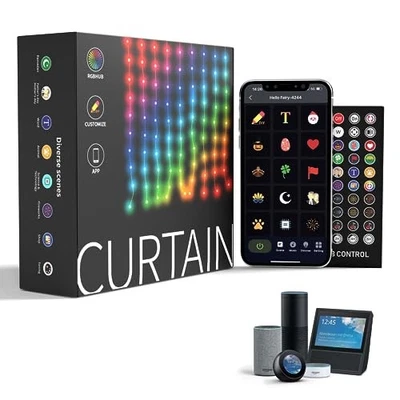 AOYCOCR 400 LEDS SMART WIFI CURTAIN LIGHTS, 6.6FT X 6.6FT - MULTICOLOR