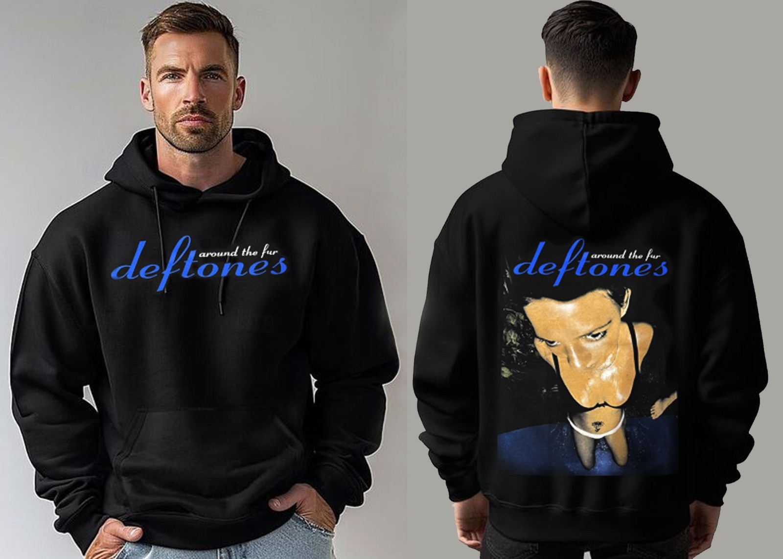 Around The Fur Alternative Metal Black Hoodie Men'S 100% Silk Screen