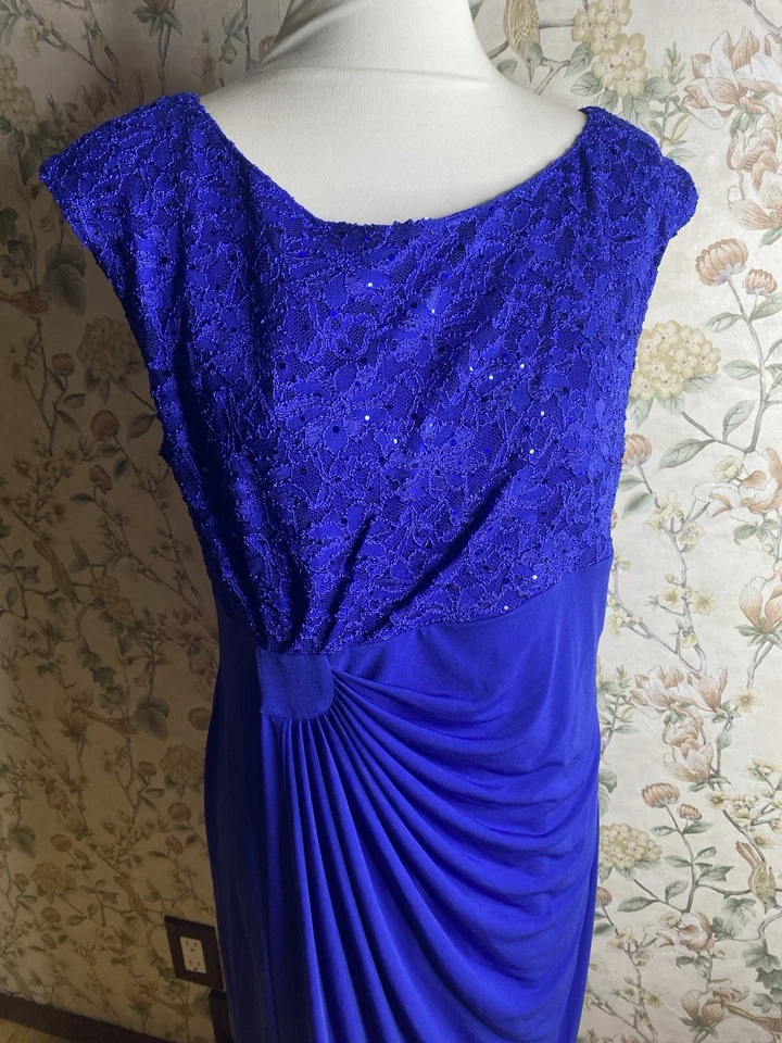 Vestido Vaina Connected Eléctrico Azul Encaje Floral Cuello Redondo Talla 16 Sin Mangas Foto 4 de 4