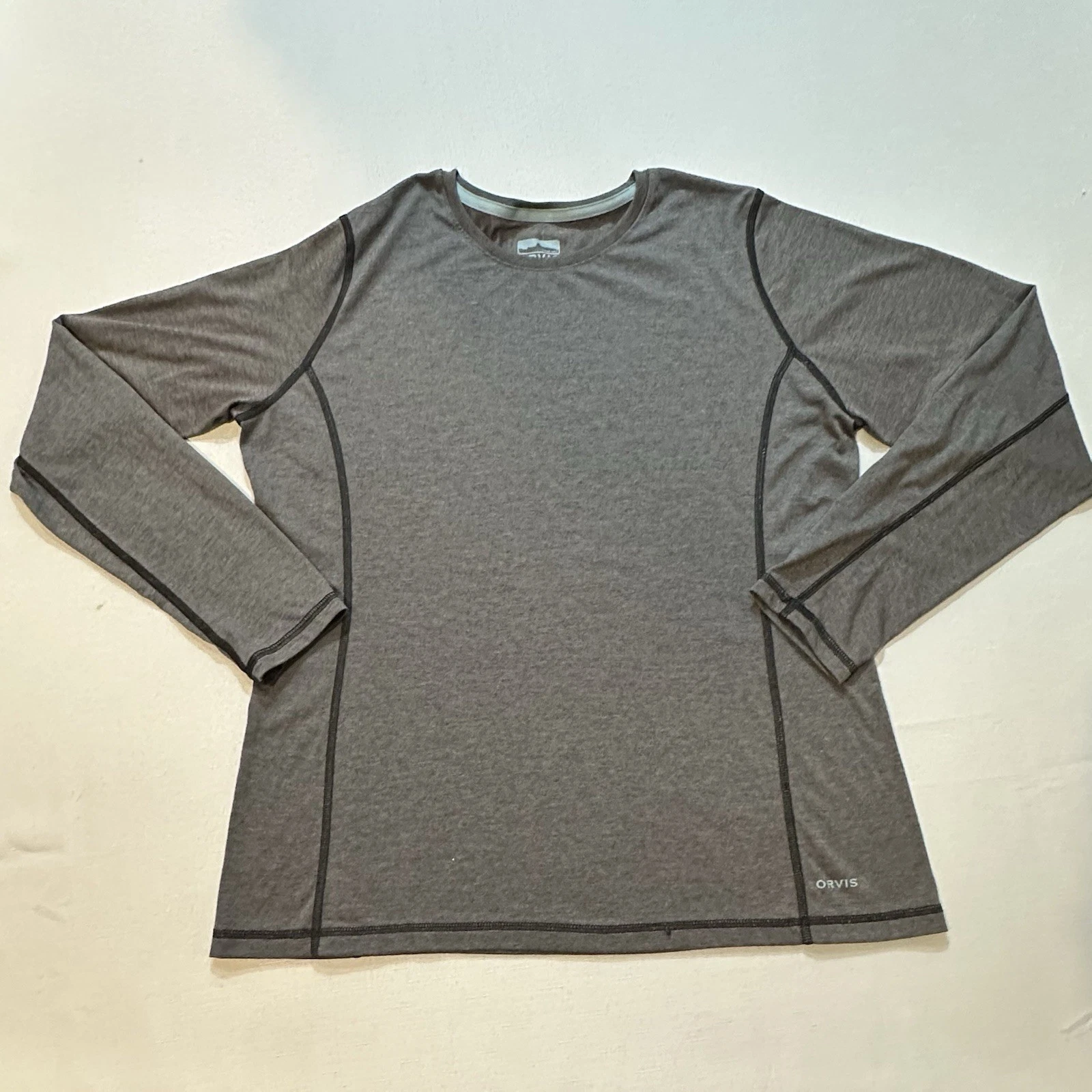 Orvis Long Sleeve Performance Shirt Medium Gray Athletic Base Layer Top