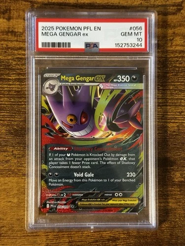 2025 POKEMON PFL EN-PHANTASMAL FLAMES #056 MEGA GENGAR EX PSA 10