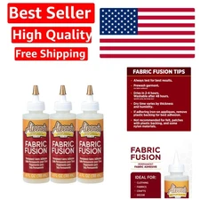 Fabric Fusion Glue 4 oz (3-Pack) - Dries Clear, Non-Toxic & Strong