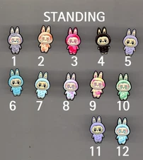 Labubu pin badge collection. Standing. Single or sets. Metal. Enamel. Monster