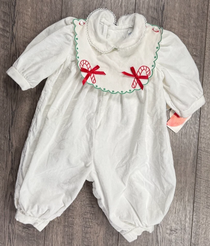 Baby Girl Clothes New Vintage Polly Finders 6 Month 2pc Candy Cane Cherry Outfit