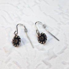 James Avery Wild Sunflower Dangle Earrings Sterling Silver Bronze