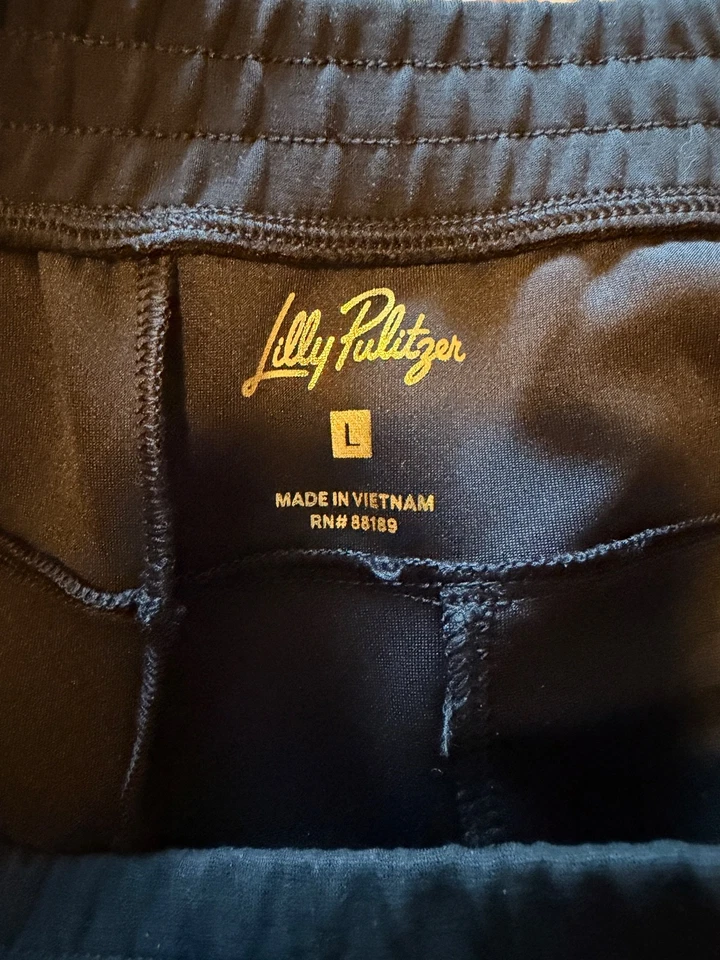 Lilly Pulitzer Dylana Track UPF 50+ Pants Womens Size L Noir retail $148! - Image 2 of 4