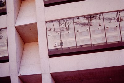 1979 Reflections In Window City Hall Dallas Texas Kodachrome Slide CJ-E
