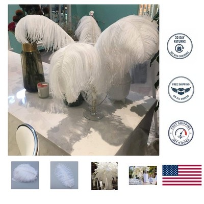 Natural White Ostrich Feather Plumes (8-10 Inch) - Ideal Wedding Centerpieces