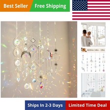 6Pieces Crystal Suncatchers for Window Hanging Sun Catcher with Chain Rainbow...