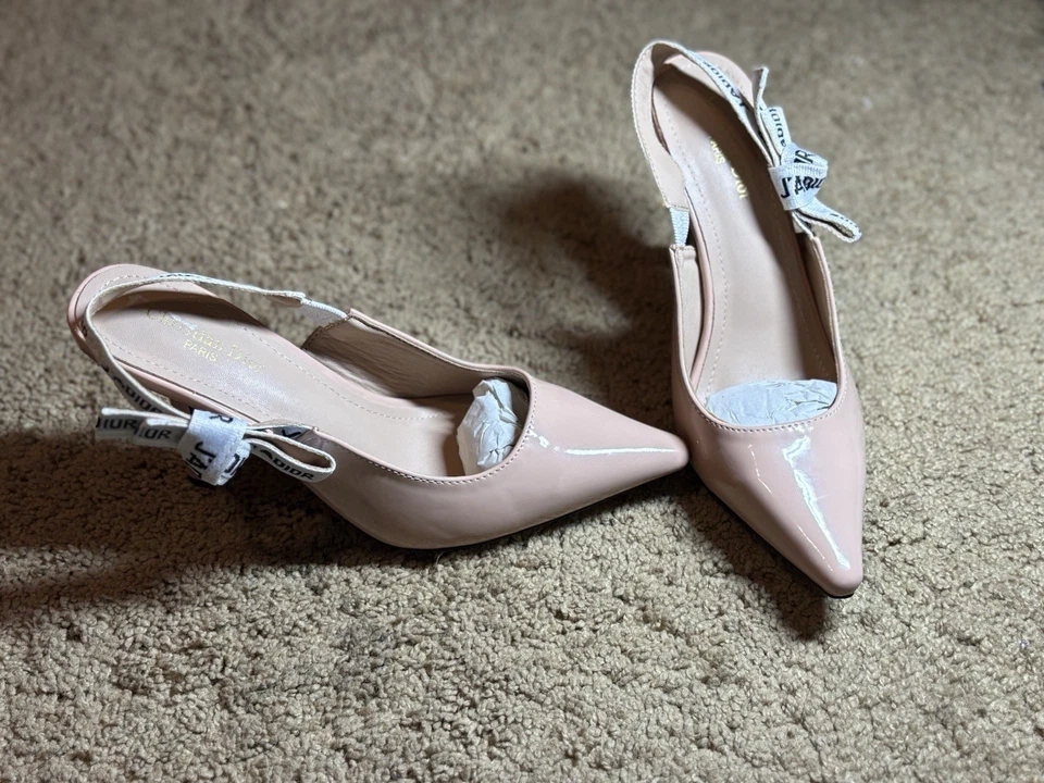 Christian Dior J'Adior Slingback Nude Patent Leather Pumps Women US 9 Designer - Image 2 of 4