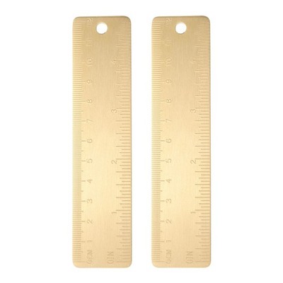 2pcs Gold Brass Ruler 13cm (4 Inch) Metric Inch Dual Scale Engraved Ruler