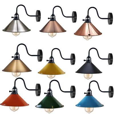 Vintage Industrial Retro Wandleuchter Leuchte Kegelschirm Wandlampe Fassung Innen