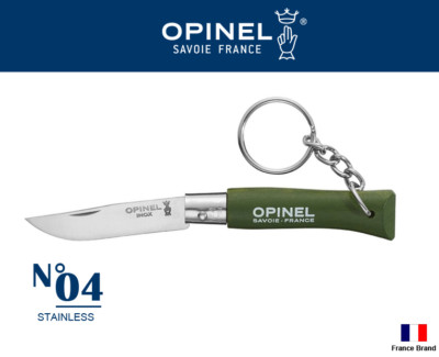 Opinel France No04 Stainless Beech Handle Folding Knife With Key Ring 5 Colors