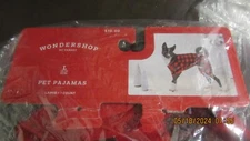 Wondershop Pet Holiday Buffalo Check Plaid Fleece Dog Puppy Pajamas, Size Large
