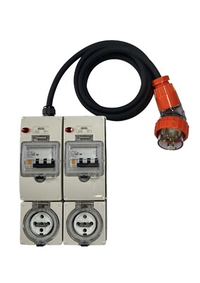 Power Board 5 Pin 50A to 2 x 5 Pin 50A RCBO Protected Outlets