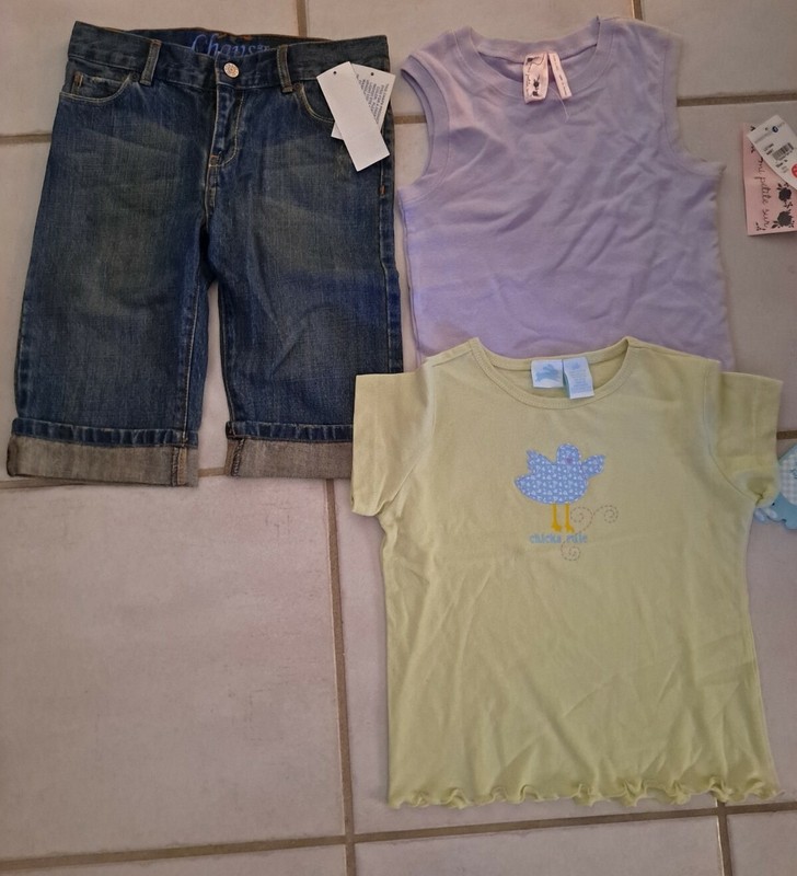 NWT Girls 6X Lot 3 tops shorts capri 2 tops 1 bottom Chaps NEW