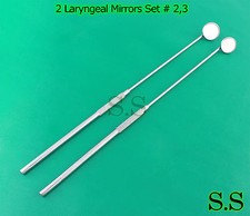 SET OF 2 LARYNGEAL BOILABLE HYGIENE DENTAL MIRRORS WITH HANDLE # 2,3