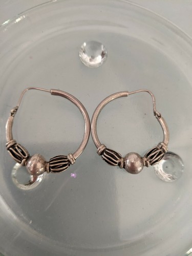 VINTAGE STERLING SILVER HOOPS EARRINGS WEIGHT - 5.3 GRAMS