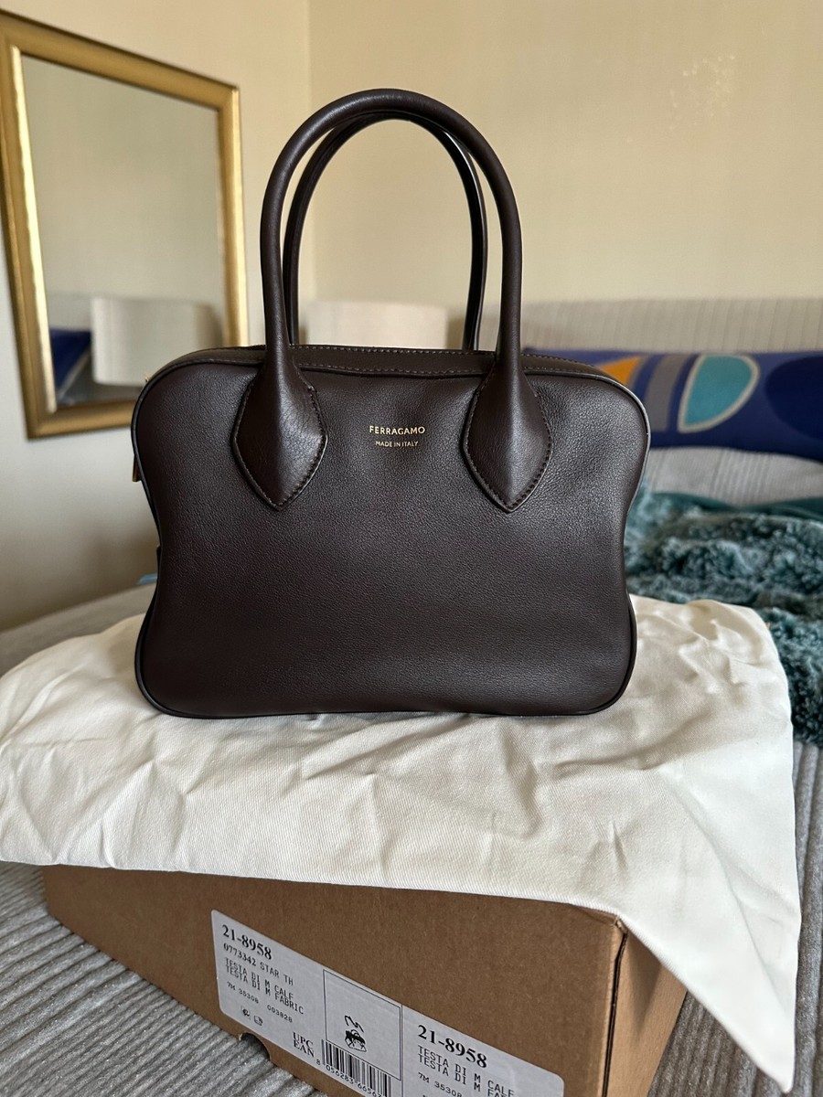 Ferragamo Star Triple Zip Leather Top-Handle Bag - Chocolate