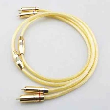Pair Silver Plated OCC Wire Gold Plated Plug HiFi Audio Interconnect RCA Cable