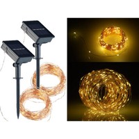 Lunartec 2Er-Set Solar-Lichterkette Aus Kupferdraht, 200 WarmweißE Leds, 8 Modi