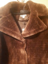 Whistles Glamorous Faux Fur Jacket Dark Brown Rrp £245 Medium Size