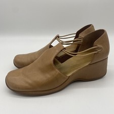 Womens Clarks Springers Brown Leather Open Court Wedge Heels UK 7 EU 40