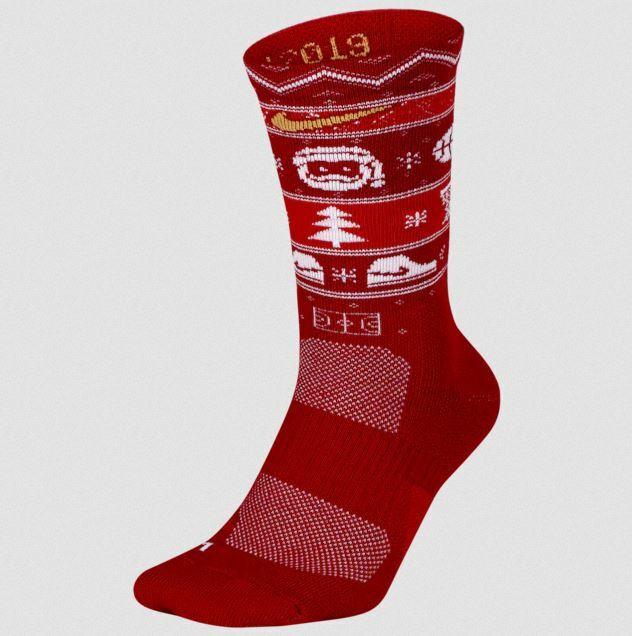 Nike Elite Crew Socks Red Christmas Snowflake DriFit Size Men 68