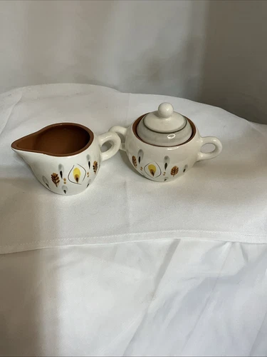 Stangl Pottery Amber Glo Creamer & Covered Sugar Bowl '54-60 Minty Signed