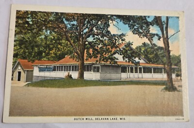 Vintage Used Postcard Dutch Mill Dance Dine Delavan Lake Wisconsin WI 115