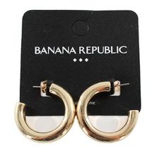 New Banana Republic Thick Gold Hoop Earrings #BRE60