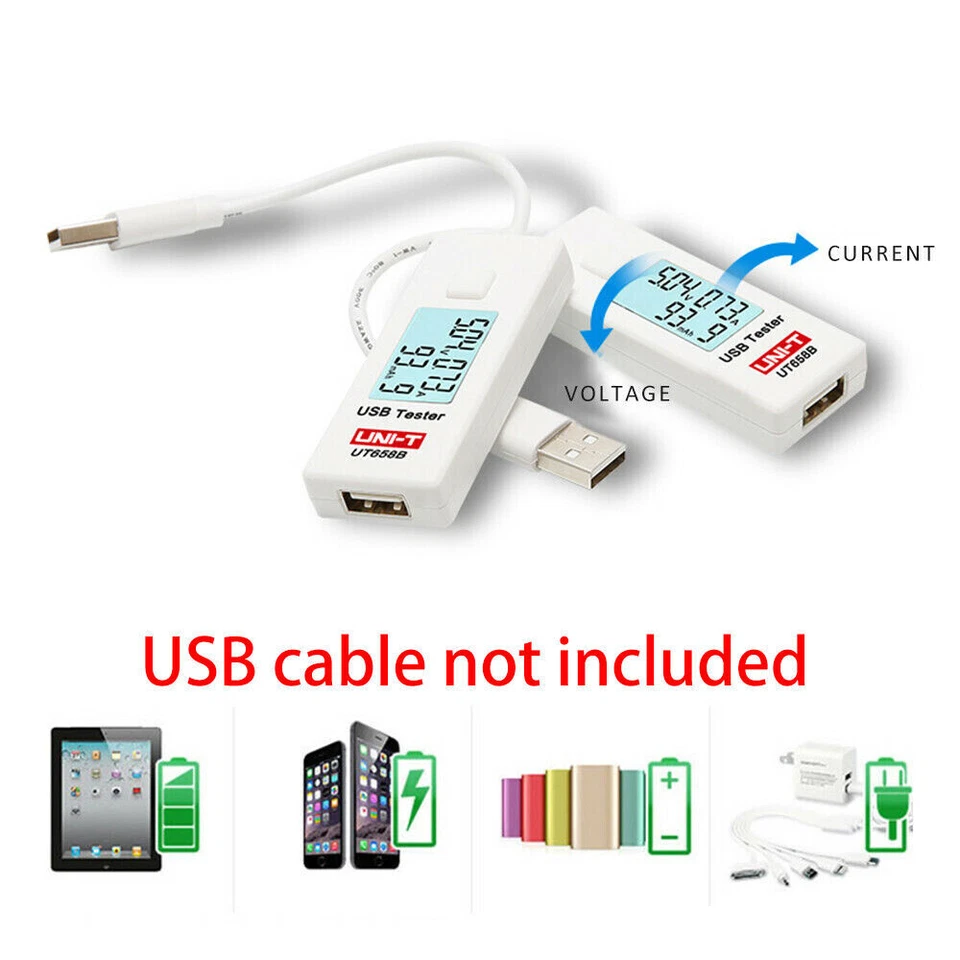UNI-T UT658 USB-Tester Digitaler LCD-Spannungsmonitor Stromdetektor Voltmeter - Bild 3 von 4