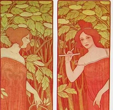 Paul Berthon "Le Sereau I & II" Vintage art book page